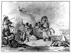 Wash drawing by Lafitte, Death of General Desaix at Marengo