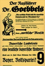 Affiche de propagande du parti populaire bavarois contre le parti national-socialiste.