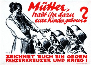 Propaganda poster against the war calling for women to sign a petition