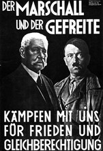 Affiche de propagande après la nomination d'Hitler chancelier, Hindenburg et Hitler