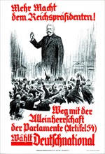 Affiche de propagande électorale pour la droite nationale allemande et pour un pouvoir accru du président face au parlement