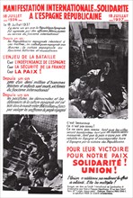 Affiche politique au moment de la Guerre civile espagnole appelant à une manifestation