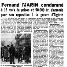 Article dans le journal "L'Humanité" concernant Fernand Marin, soldat insoumis