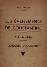 Plaquette d'Eugène Vallet : "Les évènements de Constantine"