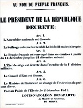Decree issued by the President of the French Republic, Louis-Napoléon Bonaparte, after his election.