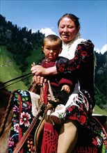 Mère et enfant, province de Xinjiang