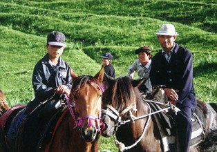 Cavaliers, province de Xinjiang