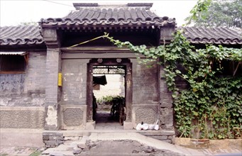 Porte d'entrée d'une résidence dans le quartier des "Hutong" (ruelles de Pékin)