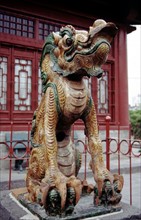 Temple de Shanhuayan, tuiles vernissées, décor de dragons