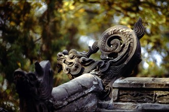 Temple de Confucius, détail d'une sculpture représentant un dragon