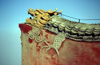 Mont Taishan, détail d'une sculpture représentant un dragon