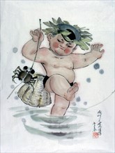 Peinture chinoise représentant un enfant