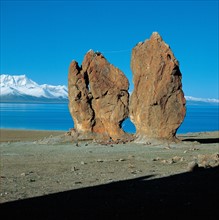 Lac Namco, Le rocher divin, le Tibet, Chine