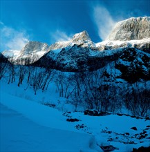 Snowy mountain  landscape, China