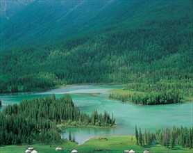 Lac Hanasi, province du Sinkiang, Chine