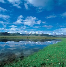 Mountain and lake landscape, China