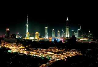 Vue de nuit de Shanghai, Chine
