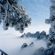 Snowy mountain landscape, China