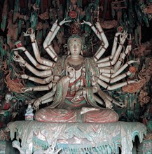 Statue de la déesse à mille bras, Kwan Yin, temple de ShuangLin, Pingyao, province du ShanXi, Chine