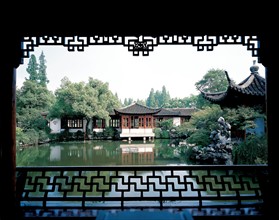 Pavillons traditionnels, Guozhuang, province du Hangzhou, Chine