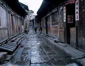 Rue dans l'ouest de la province du Hunan, Chine