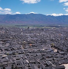 Aerial view of slate roofs, China