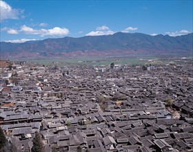 Aerial view of roofs, China