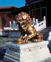 Statue de lion en cuivre, Chine