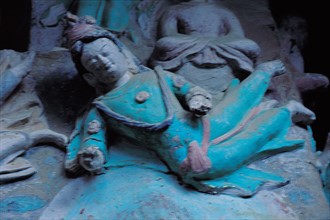 Painted Flying Asparas in Matisi Caves, Gansu