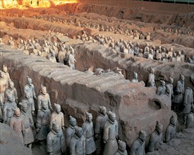 Terracotta Warriors and Horses in Museum of Qin Shihuang in Xi'an,Shaanxi Province,China