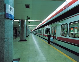 A platform of the subway station,Beijing,China