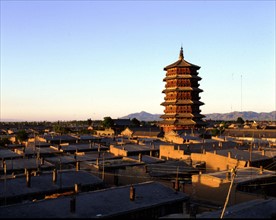 Wooden pagoda in Yingxian county, shanxi, China