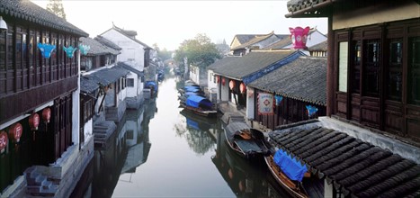 A river in waterside village of Zhouzhuang, China