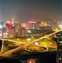 The nightscape of Huanggang Port,Shenzhen,China