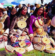 Women in ethnic costume,Litang County,Tibet,China
