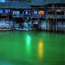 The bamboo building by the Tuojiang River of Ancient Phoenix City,Hunan Province,China