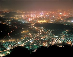 Nightscape of Luohu district, Shenzhen, China