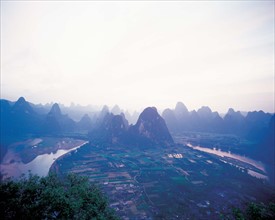 Bird's view of Lijiang river in Guilin,Guangxi,China