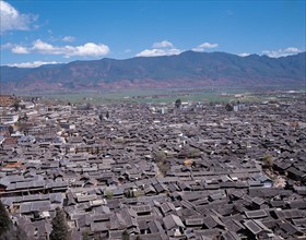 Bird's view of Lijiang ancient city, Yunnan,China