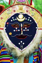 The Tibetan mask which is part of Tibetan opera,a show for Shoton Festival,Tibet,China