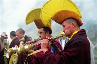 Lamas from Drepung Monastery celebrate the Shoton Festival in Tibet,China