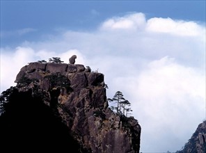 Scenery, Mt. Huangshan,China “Stone Monkey Watching the Clouds”