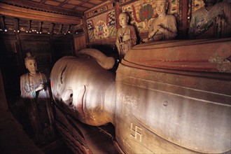 The Sleeping Buddha statue in the Big Buddha Temple,Zhangye,Gansu,China