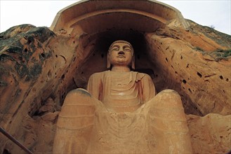 one of Buddha statues in Xumi Mountain Grottos,Ningxia Province,China