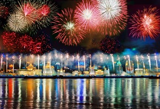 Fireworks over Huangpu river,Shanghai,China
