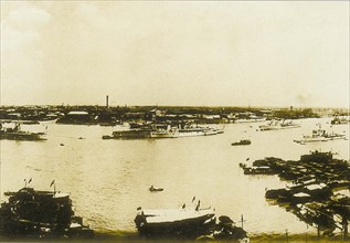 Vintage photo of Huangpu river of Shanghai,China