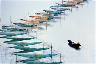 The fishing boat on the river of Shanwu District,Guangzhou,China