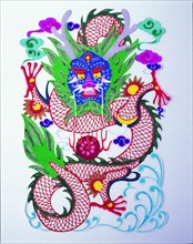 A piece of traditional papercut art about a dragon, China