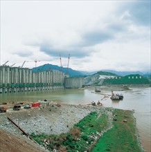 The construction site of the Three Gorges Dam,China