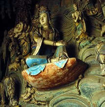 Avalokitesvara Statue erecting in Shuanglin temple,Pingyao,China
